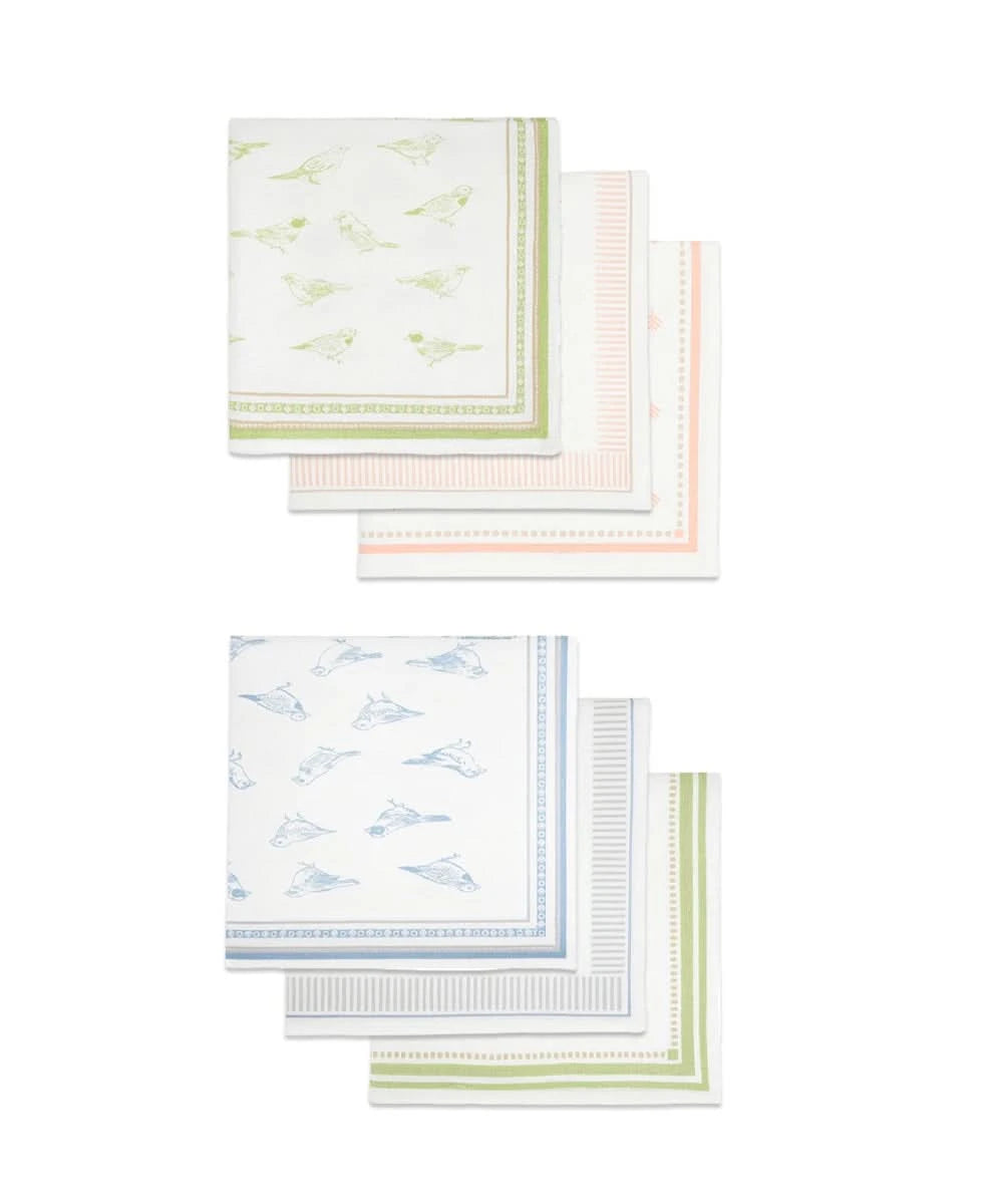Set of patterned napkins on a white background